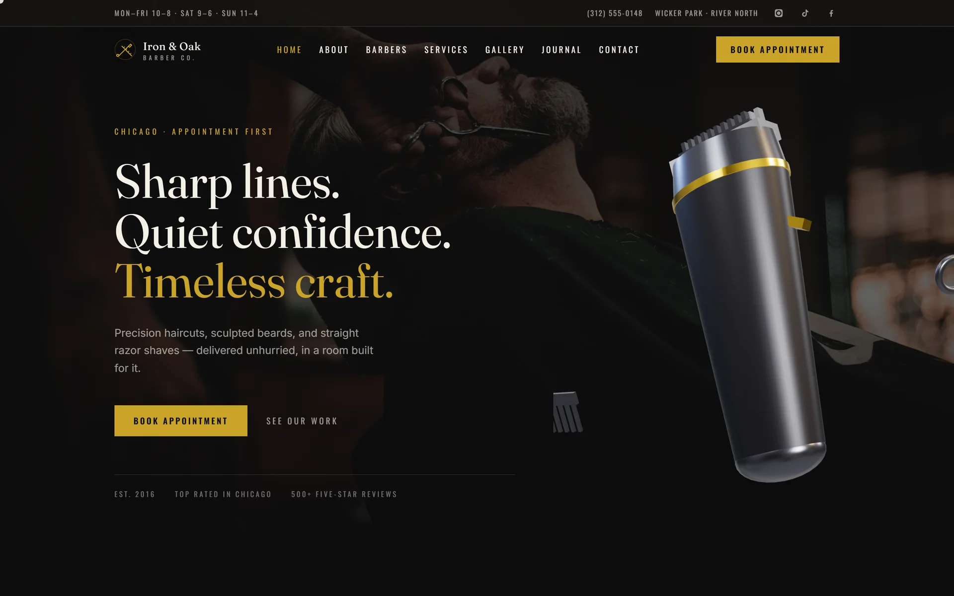 Iron & Oak Barber Co. interface